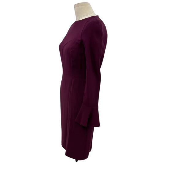 Hobbs London‎ Ruth Dress Purple Burgundy Long Bell Sleeve Sheath Size US 4 - Picture 6 of 14